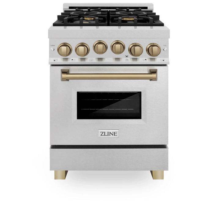 ZLINE 24" Autograph Gas Range Gas, DuraSnow, RGSZ-SN-24-CB