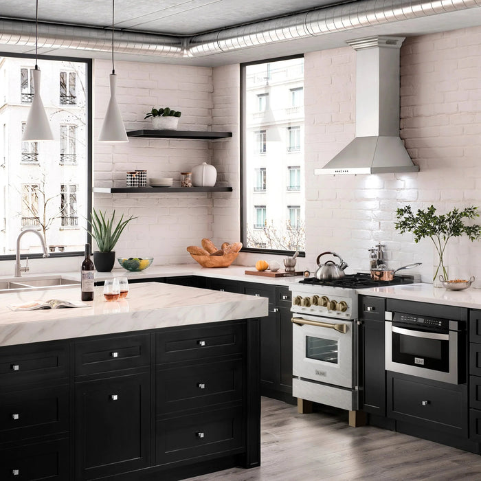 ZLINE 24" Autograph Gas Range Gas, DuraSnow, RGSZ-SN-24-CB