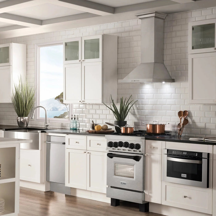 ZLINE 24" Autograph Gas Range Gas, DuraSnow, RGSZ-SN-24-MB