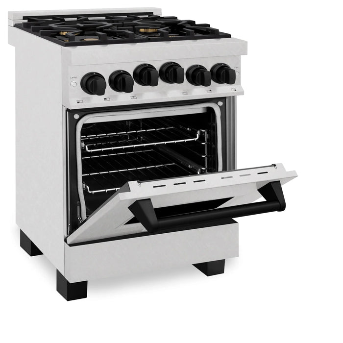 ZLINE 24" Autograph Gas Range Gas, DuraSnow, RGSZ-SN-24-MB