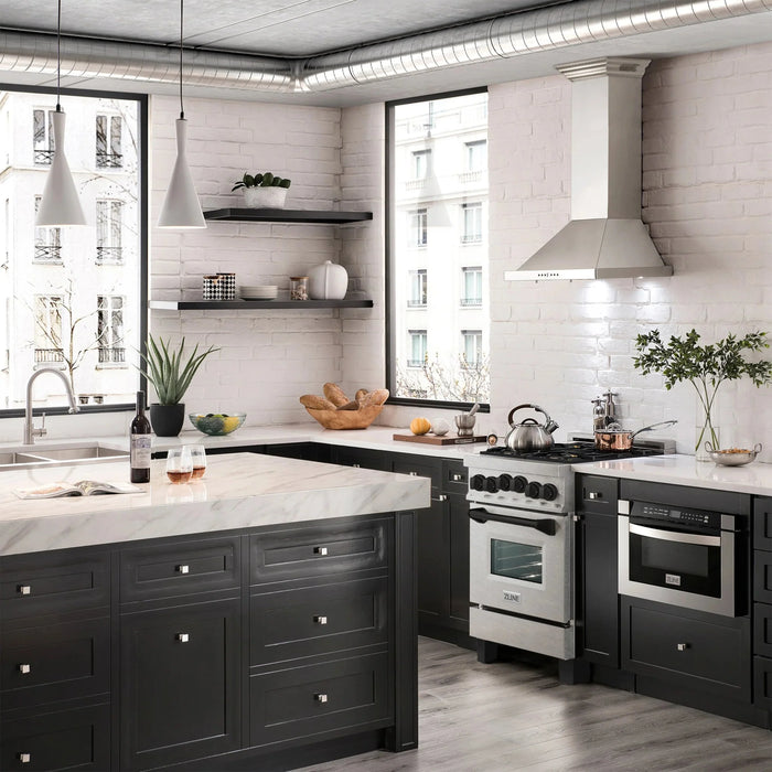 ZLINE 24" Autograph Gas Range Gas, DuraSnow, RGSZ-SN-24-MB