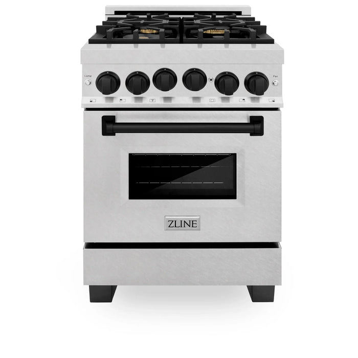 ZLINE 24" Autograph Gas Range Gas, DuraSnow, RGSZ-SN-24-MB