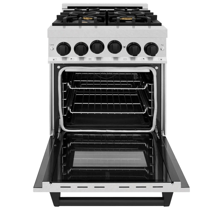 ZLINE 24" Autograph Gas Range Gas, DuraSnow, RGSZ-SN-24-MB