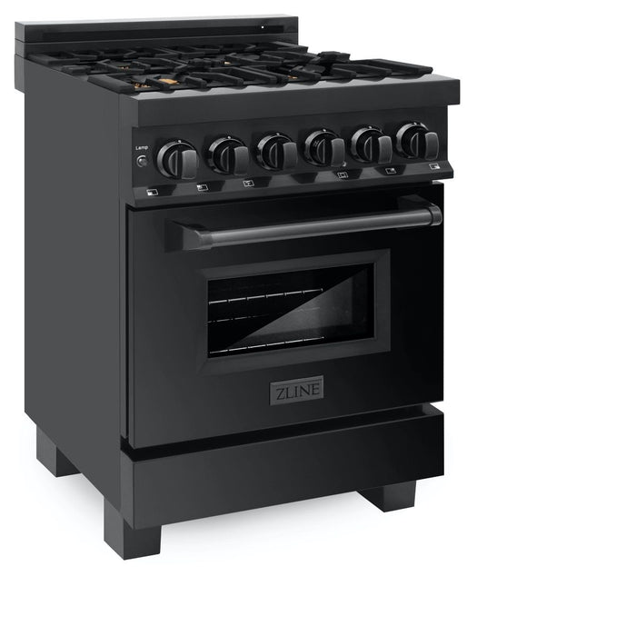 ZLINE 24" Black Stainless, Gas Brass Burner, Electric Range, RAB-BR-24