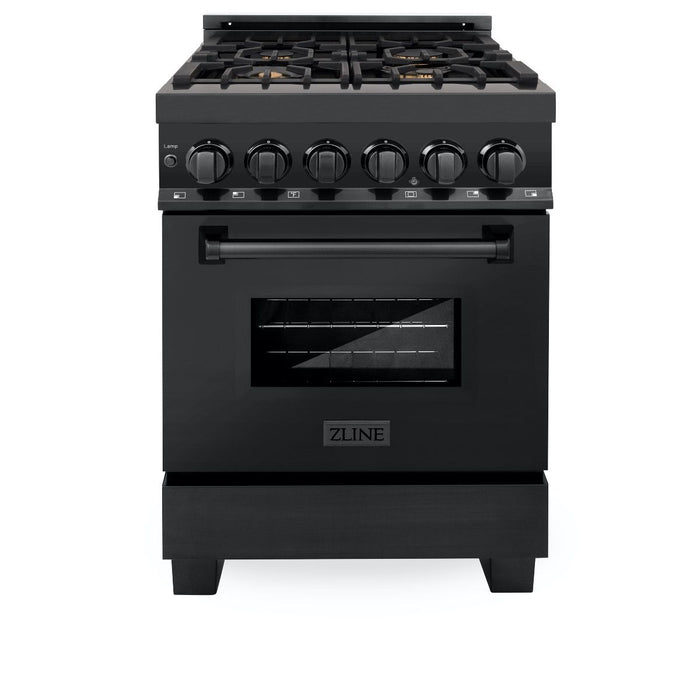 ZLINE 24" Black Stainless, Gas Brass Burner, Electric Range, RAB-BR-24