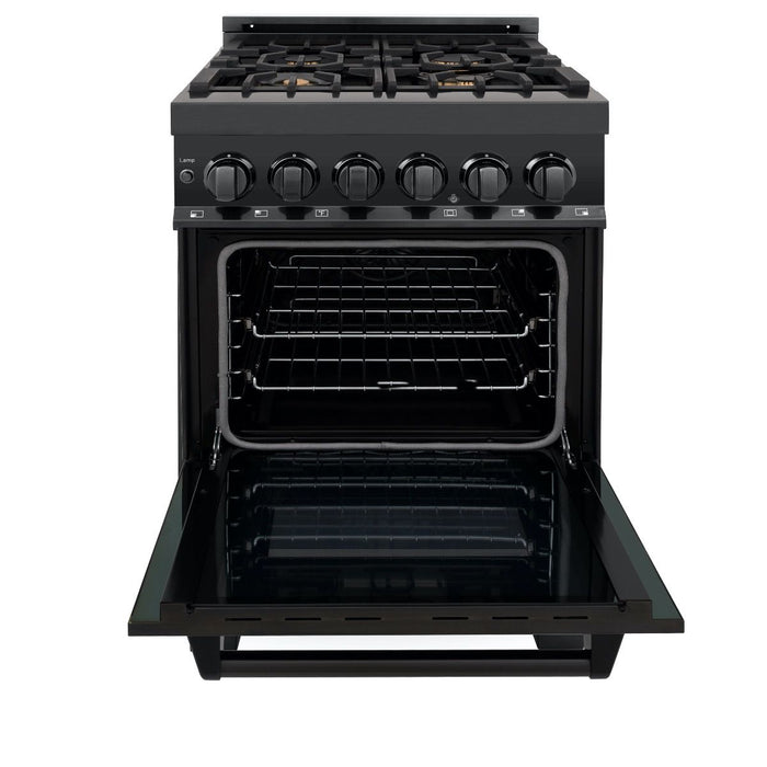 ZLINE 24" Black Stainless, Gas Brass Burner, Electric Range, RAB-BR-24