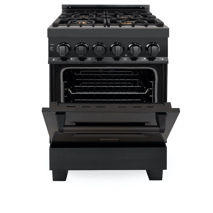 ZLINE 24" Black Stainless, Gas Brass Burner, Electric Range, RAB-BR-24