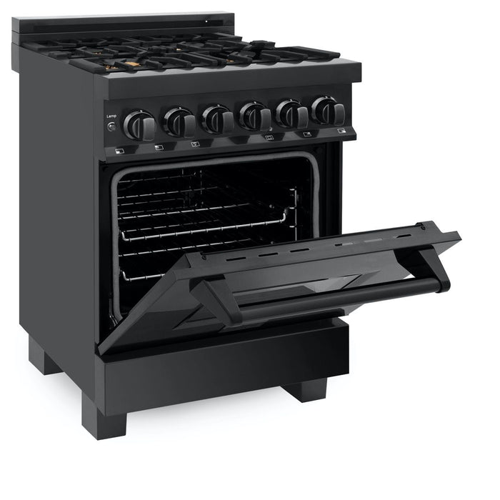 ZLINE 24" Black Stainless, Gas Brass Burner, Electric Range, RAB-BR-24