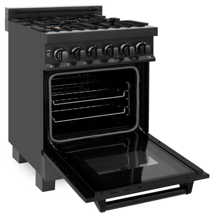 ZLINE 24" Black Stainless, Gas Brass Burner, Electric Range, RAB-BR-24