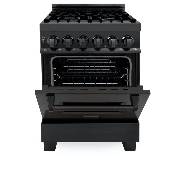 ZLINE 24" Black Stainless, Gas Burner, Electric Oven Range, RAB-24