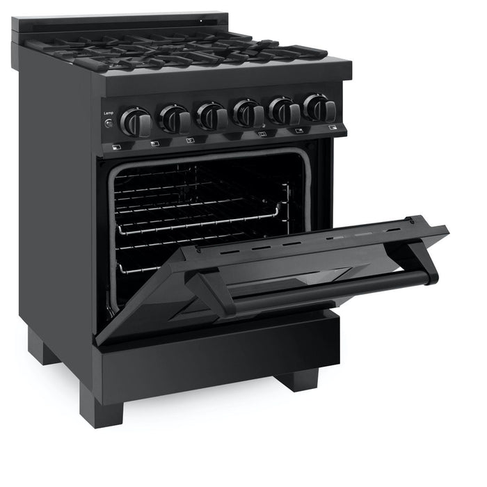 ZLINE 24" Black Stainless, Gas Burner, Electric Oven Range, RAB-24