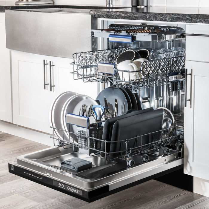 ZLINE 24" Dishwasher in Black Matte panel, Stainless Tub, DWV-BLM-24
