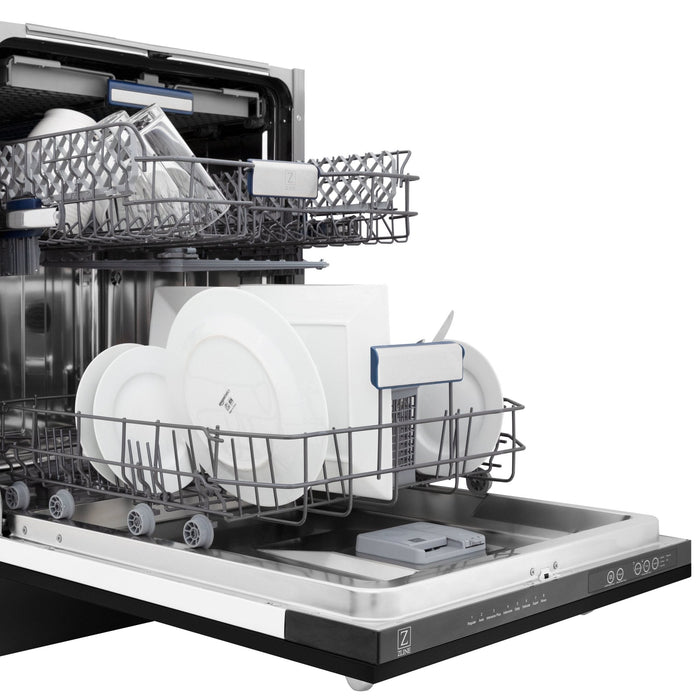 ZLINE 24" Dishwasher in Black Matte panel, Stainless Tub, DWV-BLM-24