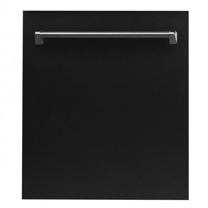ZLINE 24" Dishwasher in Black Matte, Traditional Handle, DW-BLM-24