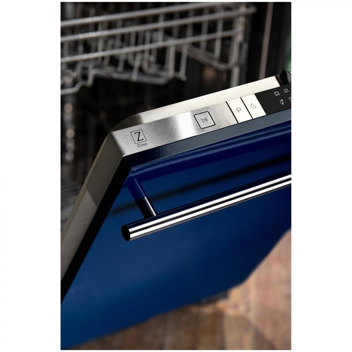 ZLINE 24" Dishwasher in Blue Gloss, Stainless Steel Tub, DW-BG-H-24