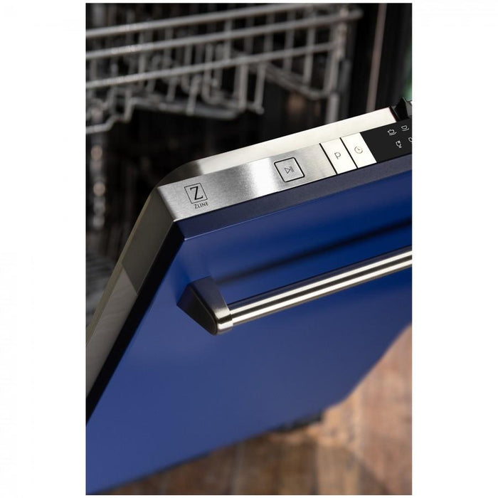 ZLINE 24" Dishwasher in Blue Matte and Traditional Style Handle, DW-BM-24