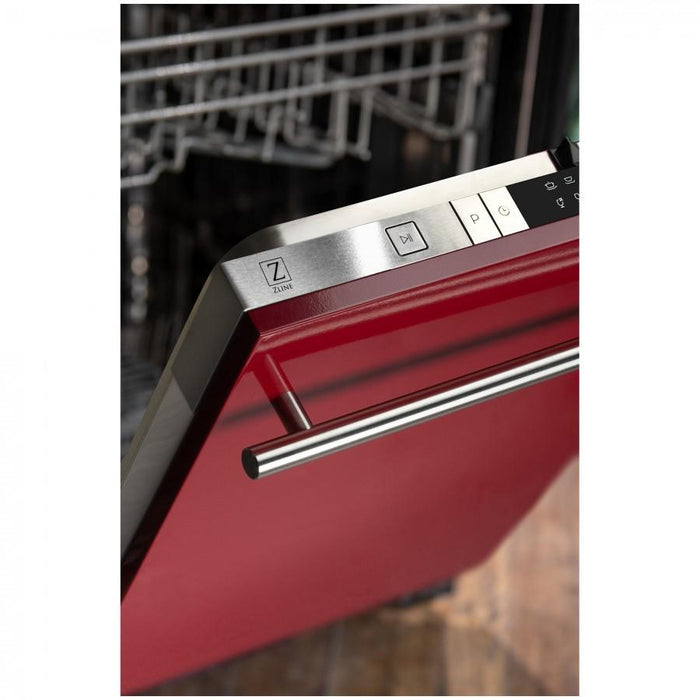 ZLINE 24" Dishwasher in Red Gloss, Stainless Steel Tub, DW-RG-H-24