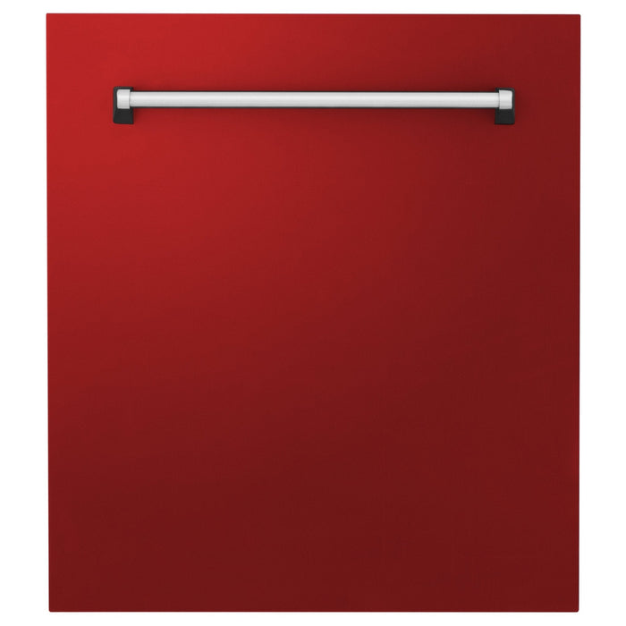 ZLINE 24" Dishwasher in Red Matt panel, Stainless Tub, DWV-RM-24