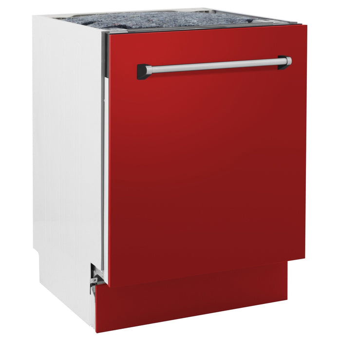 ZLINE 24" Dishwasher in Red Matt panel, Stainless Tub, DWV-RM-24