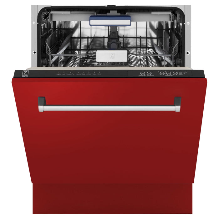 ZLINE 24" Dishwasher in Red Matt panel, Stainless Tub, DWV-RM-24