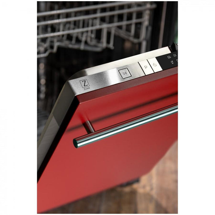ZLINE 24" Dishwasher in Red Matte, Stainless Steel Tub, DW-RM-H-24