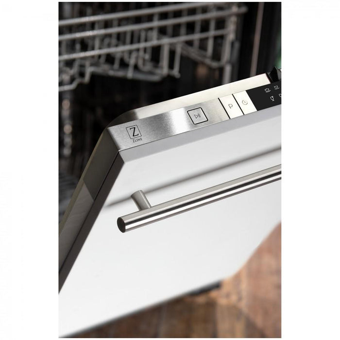 ZLINE 24" Dishwasher in White Matte, Stainless Steel Tub, DW-WM-H-24