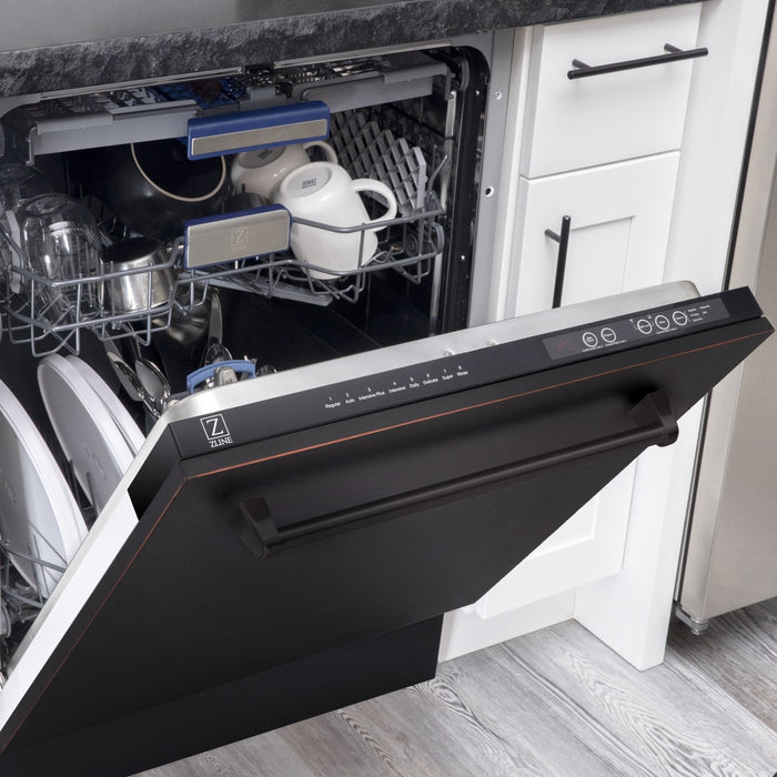 ZLINE 24" Dishwasher, Oil Rubbed Bronze panel, Stainless Tub, DWV-ORB-24