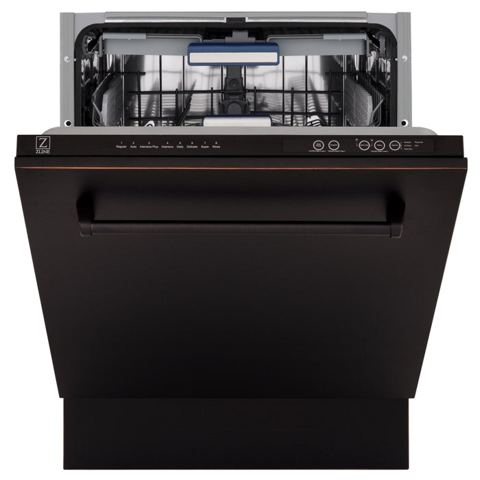 ZLINE 24" Dishwasher, Oil Rubbed Bronze panel, Stainless Tub, DWV-ORB-24