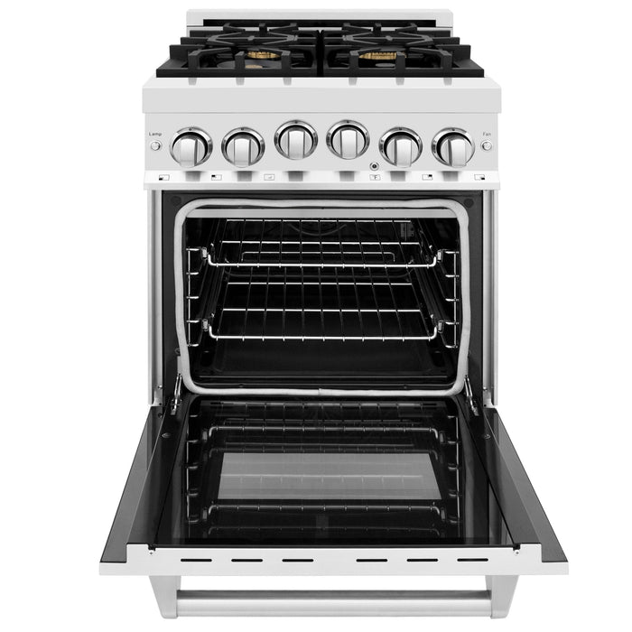 ZLINE 24" Gas On Gas Range, Stainless Steel, Brass Burners, RG-BR-24