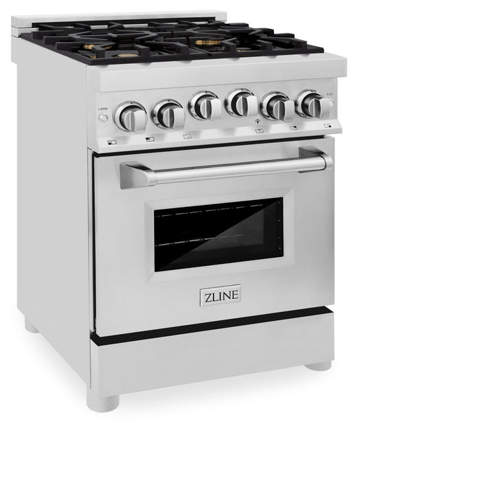 ZLINE 24" Gas On Gas Range, Stainless Steel, Brass Burners, RG-BR-24