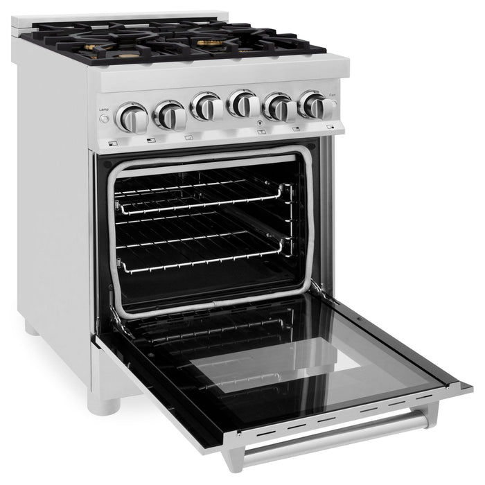 ZLINE 24" Gas On Gas Range, Stainless Steel, Brass Burners, RG-BR-24