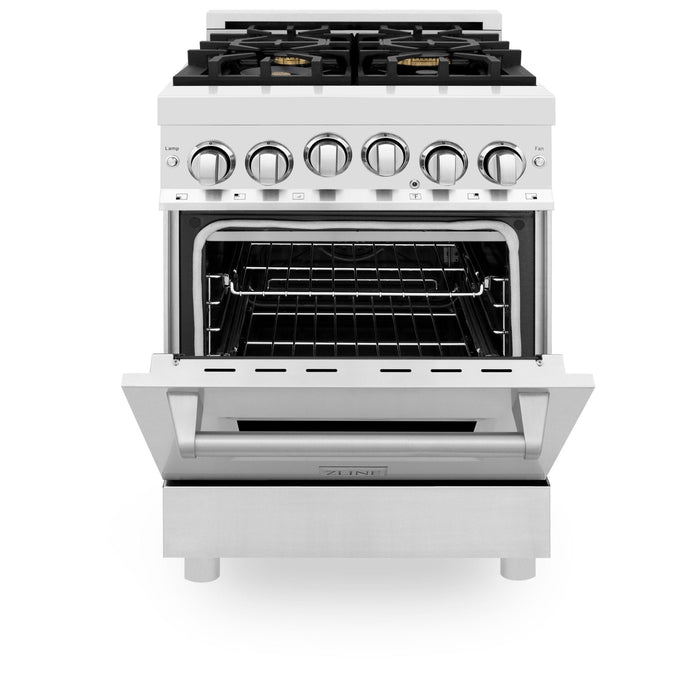 ZLINE 24" Gas On Gas Range, Stainless Steel, Brass Burners, RG-BR-24