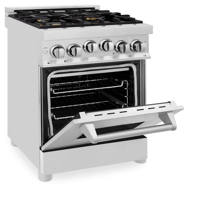 ZLINE 24" Gas On Gas Range, Stainless Steel, Brass Burners, RG-BR-24