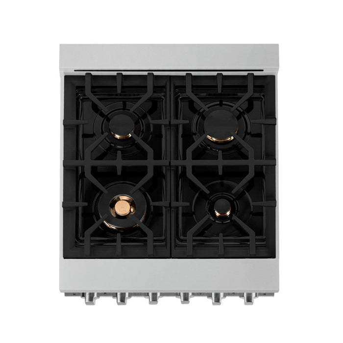 ZLINE 24" Gas On Gas Range, Stainless Steel, Brass Burners, RG-BR-24