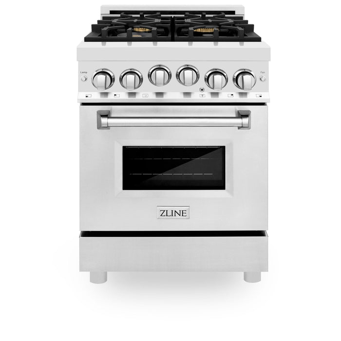 ZLINE 24" Gas On Gas Range, Stainless Steel, Brass Burners, RG-BR-24