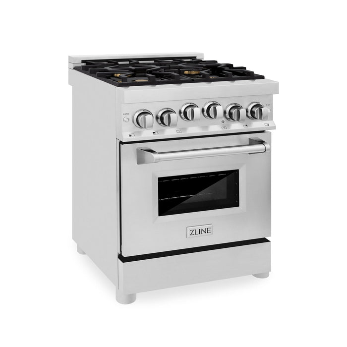ZLINE 24" Gas On Gas Range, Stainless Steel, Brass Burners, RG-BR-24