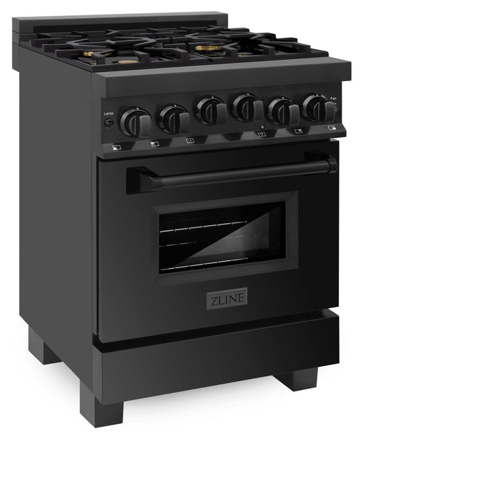 ZLINE 24" Gas Range, Black Stainless Steel, RGB-24
