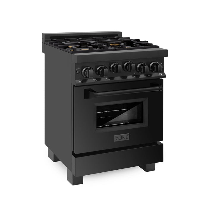 ZLINE 24" Gas Range, Black Stainless Steel, RGB-24