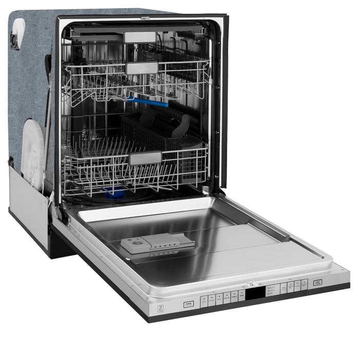 ZLINE 24 in. Panel-Included Monument Series 3rd Rack Top Touch Control Dishwasher with Color Options and Stainless Steel Tub DWMT-BS-24