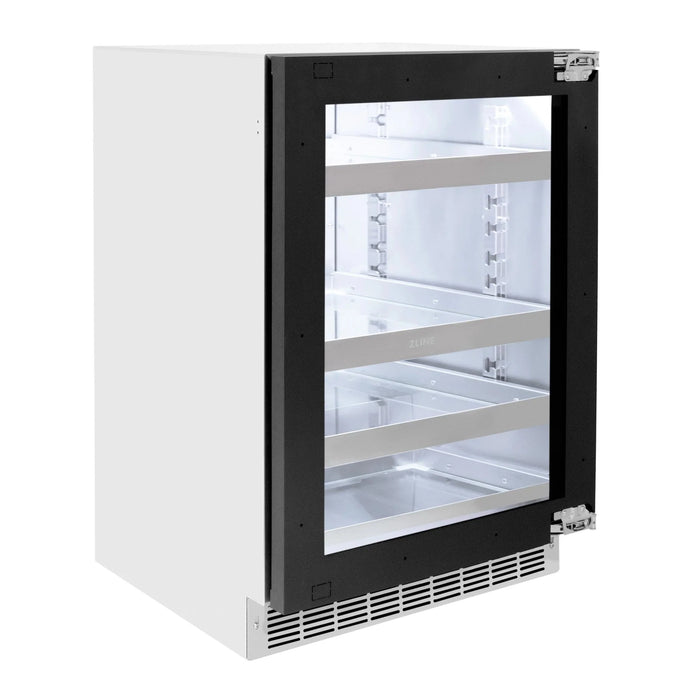 ZLINE 24 in. Touchstone 151 Can Beverage Fridge With Panel Ready Glass Door RBSPO-24