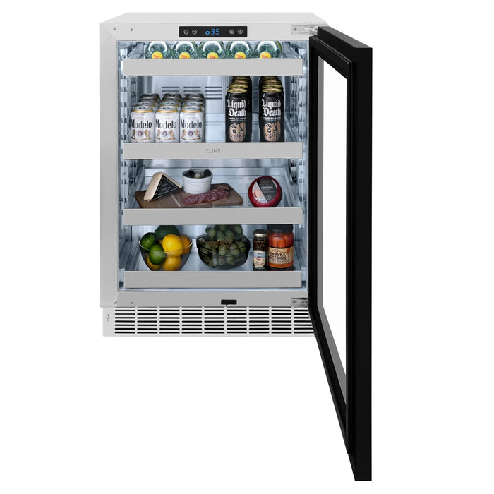 ZLINE 24 in. Touchstone 151 Can Beverage Fridge With Panel Ready Glass Door RBSPO-24