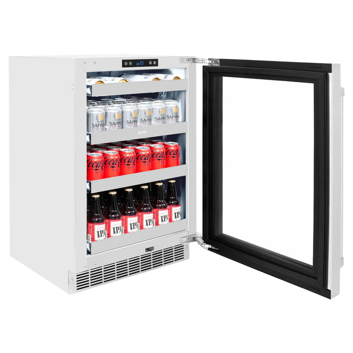ZLINE 24 in. Touchstone 151 Can Beverage Fridge With Stainless Steel Glass Door RBSO-GS-24