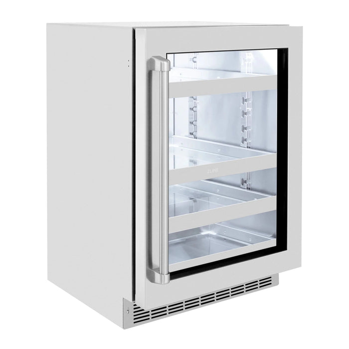 ZLINE 24 in. Touchstone 151 Can Beverage Fridge With Stainless Steel Glass Door RBSO-GS-24