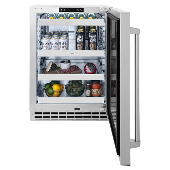 ZLINE 24 in. Touchstone Beverage Fridge w Stainless Steel Door RBSO-ST-24