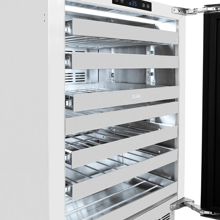ZLINE 24 in. Touchstone Dual Zone 44 Bottle Wine Cooler With Panel Ready Glass Door RWDPO-24
