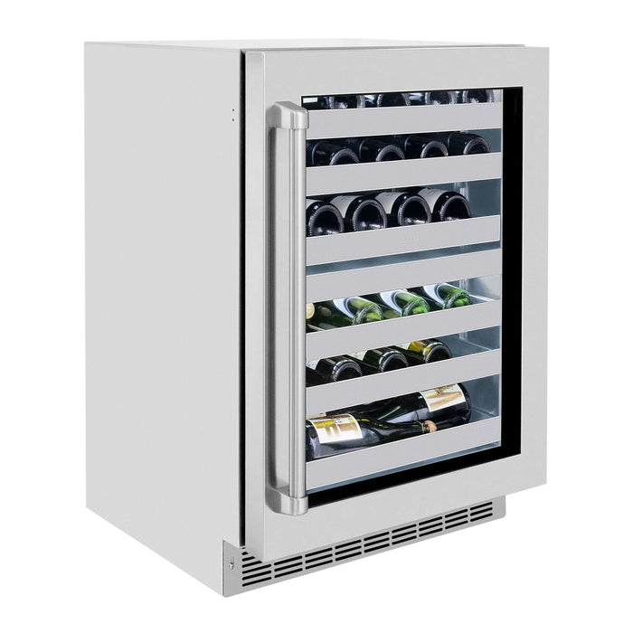 ZLINE 24 in. Touchstone Dual Zone 44 Bottle Wine Cooler With Stainless Steel Glass Door RWDO-GS-24