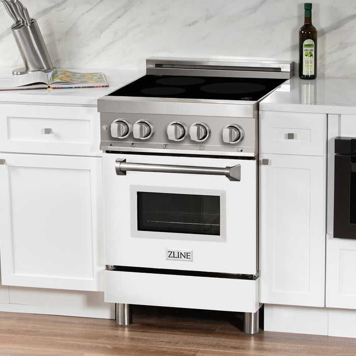 ZLINE 24" Induction Range with a 3 Element Stove and Electric Oven in White Matte RAIND-WM-24