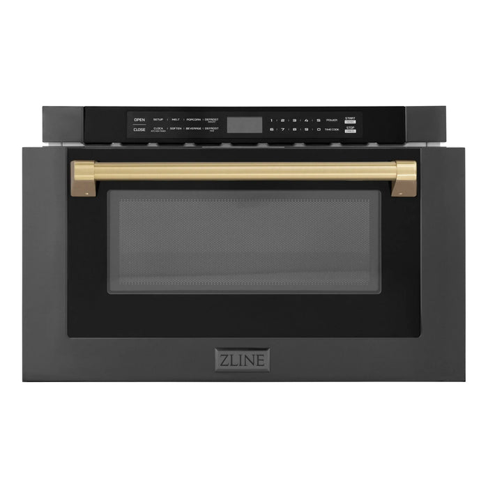ZLINE 24" Microwave Drawer, Black Stainless, Bronze MWDZ-1-BS-H-CB