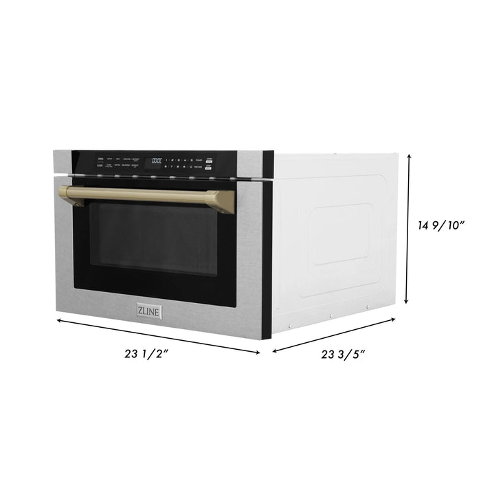 ZLINE 24" Microwave Drawer, Stainless Steel, Bronze MWDZ-1-SS-H-CB