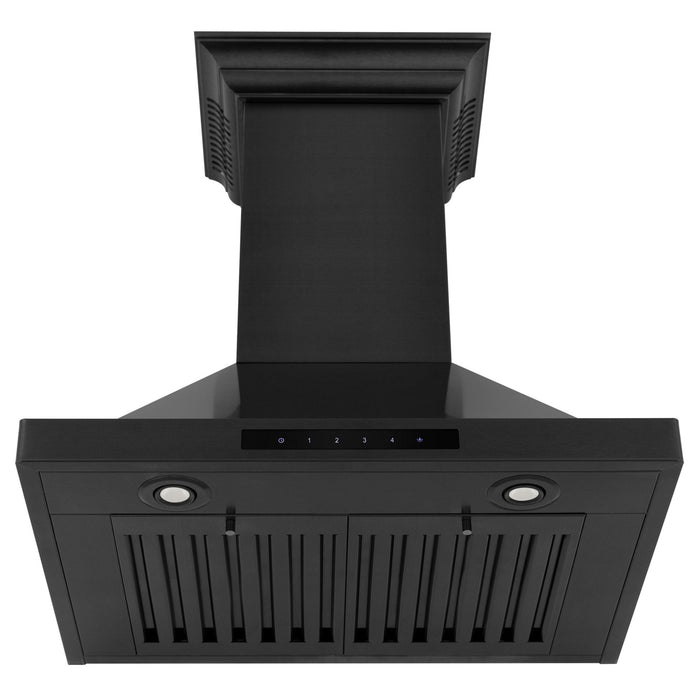 ZLINE 24" Wall Black Stainless Range Hood, Crown Sound, BSKBNCRN-BT-24